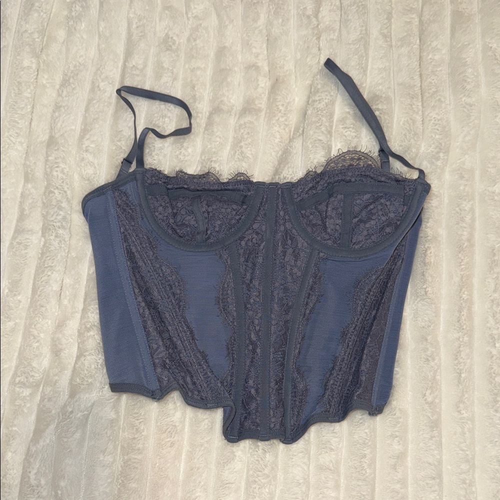 Urban Outfitters Lace Trimmed Navy Blue Corset